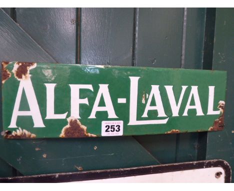 Vintage enamel advertising sign Alfa-Laval (13.1/2""x 4"")