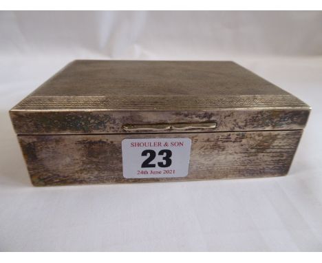 Engine turned silver cigarette box -B'ham 1924