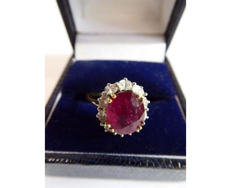 18kt Gold ruby and diamond cocktail ring- with certificate from Matis Jewellery