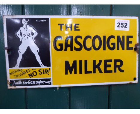 Vintage enamel advertising sign 'The Gascoigne Milker' (10.1/2""x 5.1/2"")