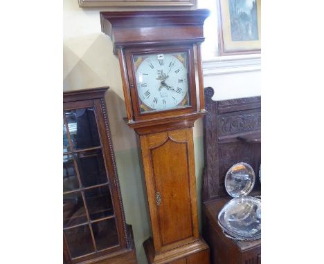 Oak longcase painted face 30 hour clock- R Tyler, Melton