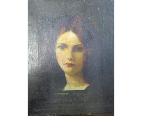 British School - portrait head and shoulders of a young woman, late 19th/early 20th century, oil on canvas, unsigned, 10" x 8