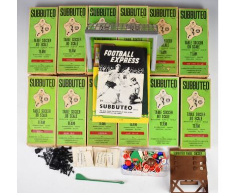 A collection of 1970's Subbuteo teams with scorecard, logbook, charts and spares.