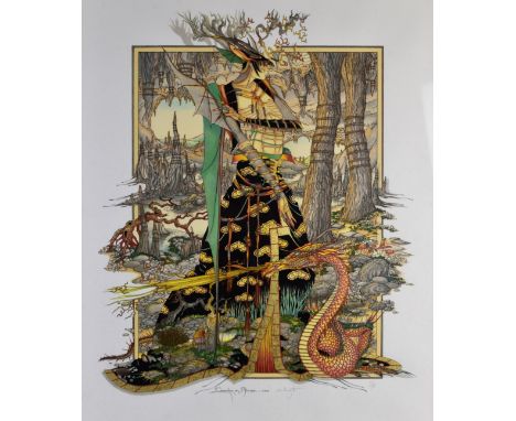 Graham Illingworth signed limited edition (113/295) silk screen print Cementing An Alliance, 58 x 48cm, in gilt frame with ce
