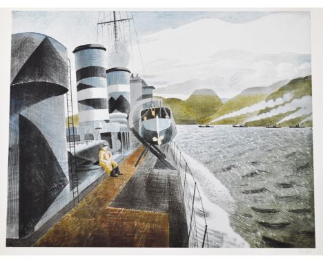 Eric Ravilious (1903-1942) limited edition (82/850) print Leaving Scapa Flow, 1940,&nbsp;with Bookroom Art Press blind stamp 