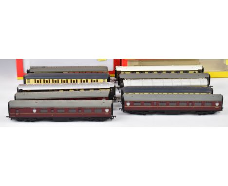 Ten Hornby and Bachmann 00 gauge model railway coaches to include Pullman observation and other cars, all in original boxes.&