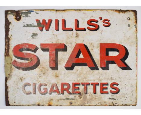 Wills's Star Cigarettes double sided vintage enamel advertising sign, 30.5 x 42cm