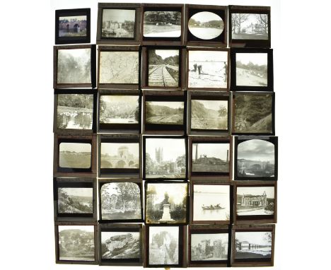 Approximately fifty magic lantern slides including Newton &amp; Co. examples depicting a mission and various Gloucestershire 