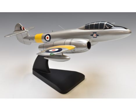 Large scale model Gloster TT Meteor on display stand by Bravo Delta Models, on display stand