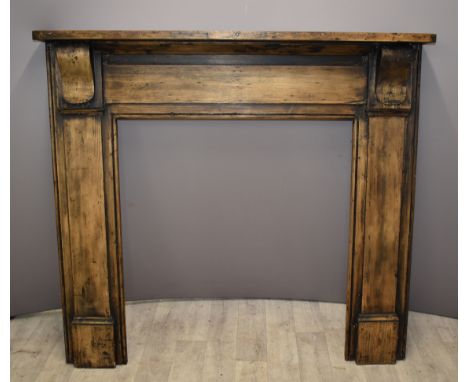 Stripped pine or similar fire surround, W137 x D18 x H125, opening 86 x 95cm