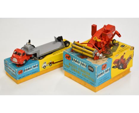 Two Corgi Major Toys diecast model vehicles Carrimore Detachable Axle Machinery Carrier with red cab and silver trailer 1104 