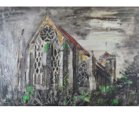 John Piper (1903-1992) print of Dorchester Abbey, in gilt frame, 56 x 77cm