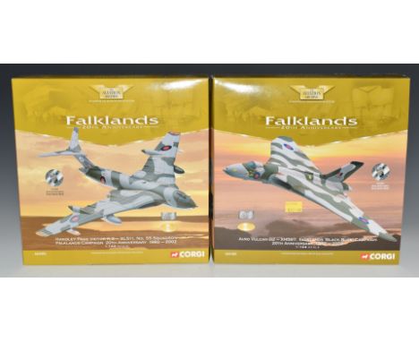 Two Corgi The Aviation Archive Falklands 20th Anniversary 1:144 scale Limited Edition diecast model aircraft comprising Handl