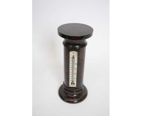 Mercury thermometer set into an onyx pedestal, 21cm high
