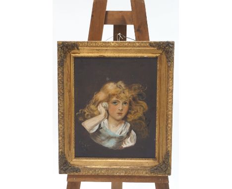 Continental School, 19th century, Portrait of a Girl with a shell to her ear, oil on canvas, monogrammed E.A.C. and dated 189
