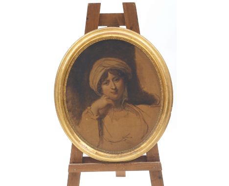 English school, early 19th century, oval portrait of a lady, oil on canvas, 60cm high x 51cm wide