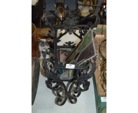 Wrought Metal Hall Lantern with Lead Glass Panels 