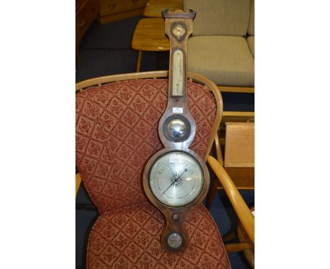 Walnut Inlaid Banjo Barometer 