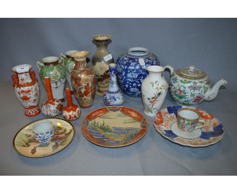 Quantity of Chinese and Japanese Pottery, Vases, Teapot and Decorative Plates 