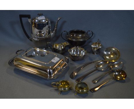 Quantity of Silver Plate Including Coffee Pot, Serving Dish, Ladle, Sauce Boats, etc. 