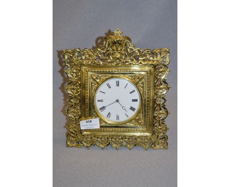 Decorative Brass Framed Mantel Clock Circa 1900