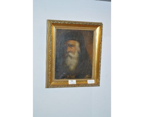 Gilt Framed Oil Painting on Canvas - Portrait of Bearded Man 