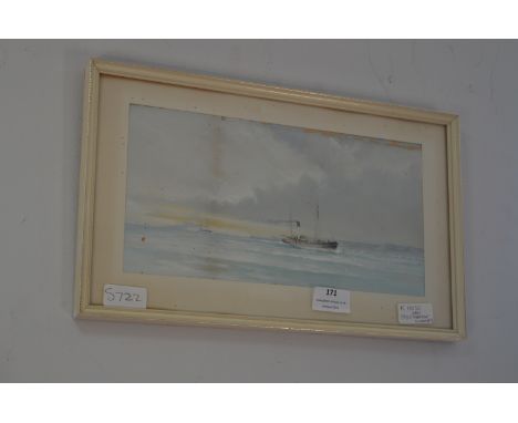 Small Framed Painting by K. Hose circa 1900 - Last Steam Ship on River Humber 