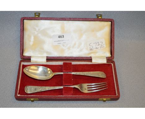 Cased Silver Spoon &amp; Fork Set - Sheffield 1901, Approx 54g 