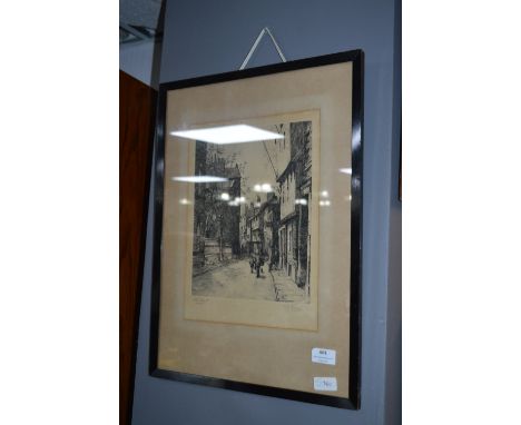 Framed Ink Drawing Print - The High Street Wilberforce House by J.B. Burton 1921 