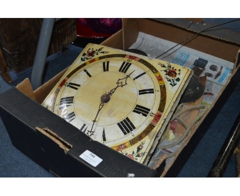Painted Grandfather Clock Face with Movement and Weights 