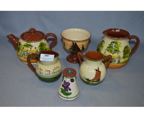 Collection of Torquay Motto Ware Teapot, Jugs, etc. 