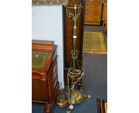 Victorian Brass Standard Oil Lamp with Electric Fitting 
