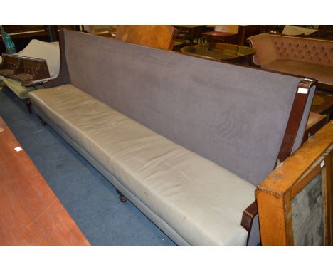 Walnut Framed Vinyl Seated High Back Bench 9'10" Length 