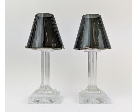 WILLIAM YEOWARD 'CARMEN' TABLE LAMPS, a pair, for tea light candles, each 33cm H. (2) 