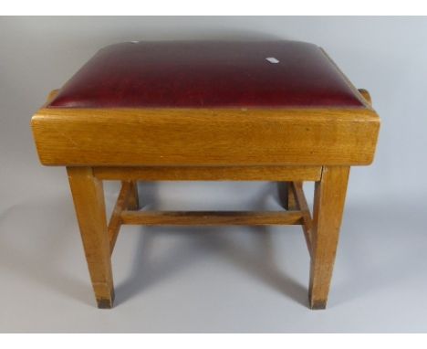 A Light Oak Rise and Fall Rectangular Piano Stool with Twist Mechanism, 49cm Wide