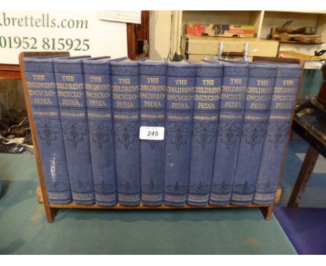 An Edwardian Book Trough Containing Ten Volumes Children's Encyclopedia by Arthur Mee