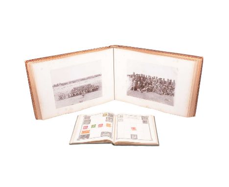 Boer War photograph album, Captain G G Middleton(?), November 1899, Natal, Victory stamp album, carvings, etc.
