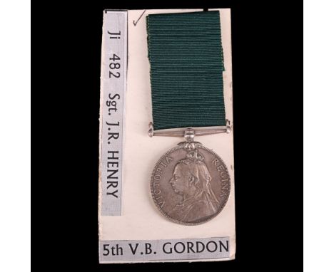 A Victorian Volunteer Long Service medal to 482 Sgt J R Henry, 5th Volunteer Battalion, Gordon Highlanders 