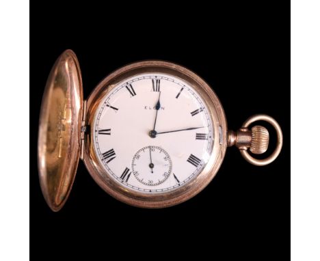 An early 20th Century Elgin gold plated hunter pocket watch, (running when catalogued, accuracy and reliability not tested)