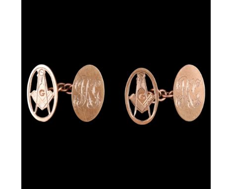  A pair of 9 ct gold Masonic cufflinks, 6.6 g