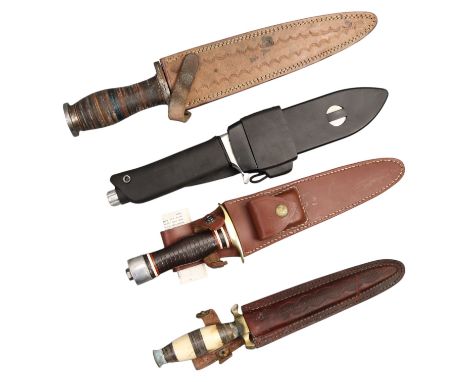 Four 20th Century sporting / tool knives including a diver's-type knife, longest 39.5 cm