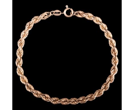 A vintage 9 ct gold rope-link bracelet, 16 cm, 2.8 g