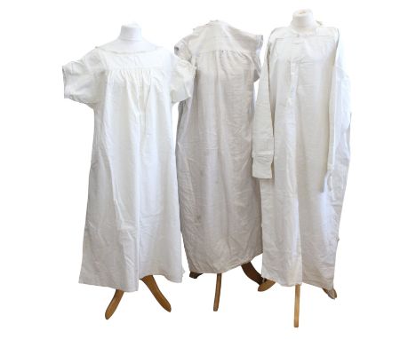 Three late 19th / early 20th Century cotton nightgowns together with a later tie-waisted petticoat