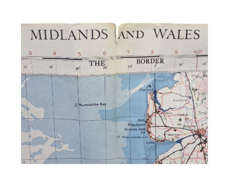 A 1944 Ordnance Survey RAF (War) map of the Midlands and Wales, GSGS 4369
