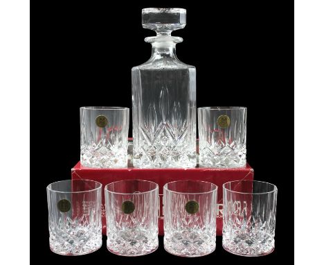 A boxed Royal Crystal "Opera" spirit decanter and tumblers set