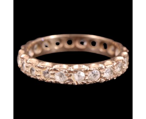 A vintage white-stone-set 9 ct gold eternity ring, R/S, 2.7 g