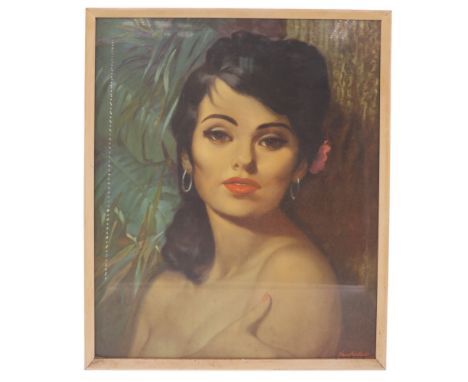 After Alfred Gerritt Vandersyde (1898 - 1970)[ A Clockwork Orange ] "Nina", a kitsch portrait of a seductive woman set agains