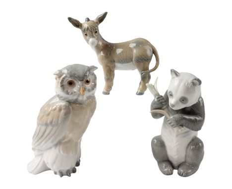 A Nao panda, donkey and owl, owl 17 cm 