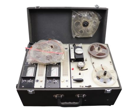 A 1960s Crossfield Akai model M-8 reel-to-reel tape recorder with related accessories