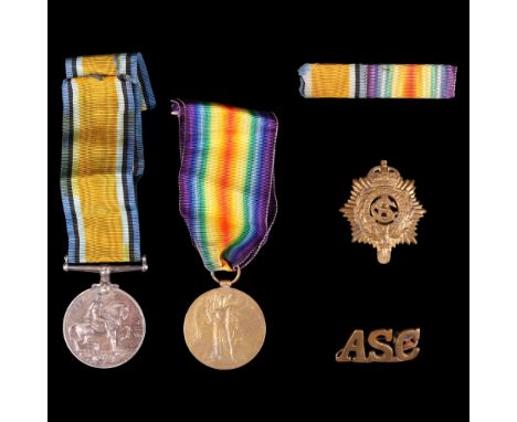 British War and Victory medals to M2-021398, Pte H Cheesewright, Army Service Corps, together with ribbon bar etc